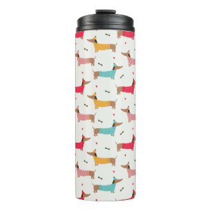 Dackeln in Sweaters Holiday Pattern Thermosbecher