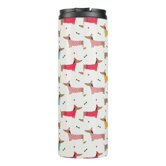 Dackeln in Sweaters Holiday Pattern Thermosbecher (Rückseite)