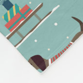 Dackeln mit Geschenken und Schlitten Muster Fleecedecke (Ecke)