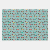 Dackeln mit Geschenken und Schlitten Muster Geschenkpapier Set (Vorderseite 3)