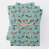 Dackeln mit Geschenken und Schlitten Muster Geschenkpapier Set (Beispiel)