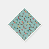 Dackeln mit Geschenken und Schlitten Muster Serviette (Ecke)