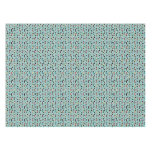 Dackeln mit Geschenken und Schlitten Muster Tischdecke (Vorderseite (Horizontal))