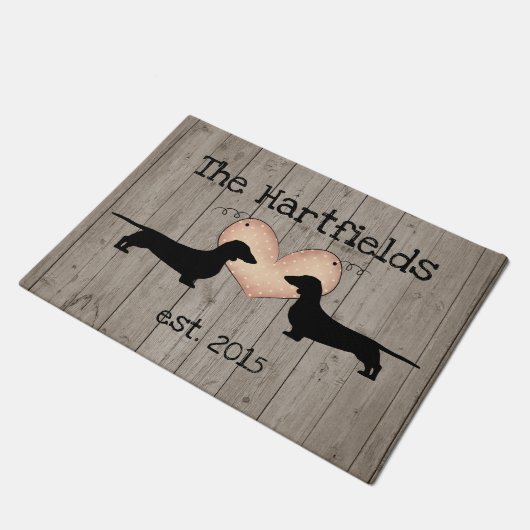 Dackeln mit Herzklappe Fußmatte (Schrägansicht)