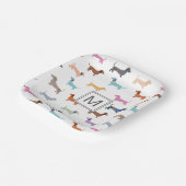 Dackeln Muster Farbvolles Party Mit Monogramm Pappteller (Gewinkelt)