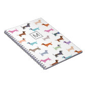 Dackeln Muster Stilvoll farbenfroh Mit Monogramm Notizblock (Rechte Seite)