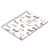 Dackeln Muster Stilvoll farbenfroh Mit Monogramm Notizblock (Linke Seite)
