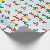 Dackeln Rentier Sledge Snow Weihnachtsmuster Geschenkpapier (Ecke)