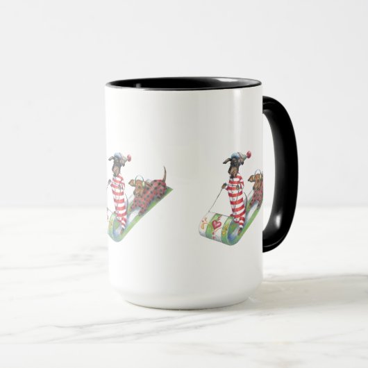 Dackeln Rodeln Tasse (VorderseiteRechts)