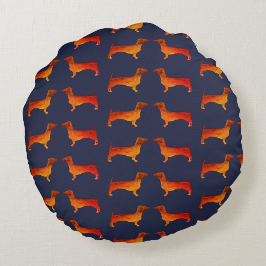 Dackeln Rundes Kissen (Rückseite)