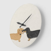 Dackeln Smooch Große Wanduhr (Winkel)