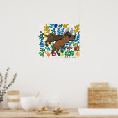 Dackeln und Abstrakte Blätter Poster (Küche)