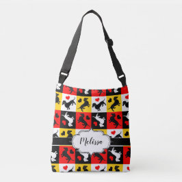 Dackeln und herbliche Gingham-Muster Tragetaschen Mit Langen Trägern