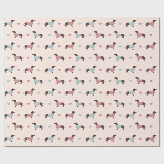 Dackeln und Herz Geschenkpapier (Flach)