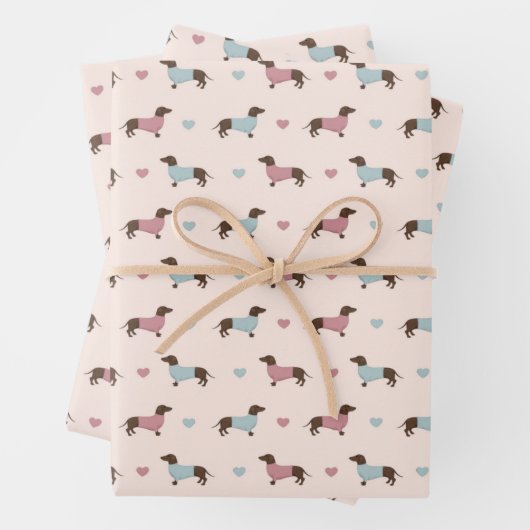 Dackeln und Herz Geschenkpapier Set (Beispiel)