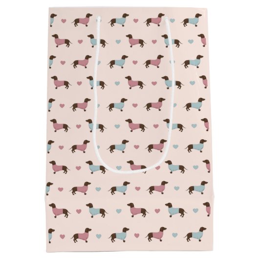 Dackeln und Herz Mittlere Geschenktüte (Rückseite)