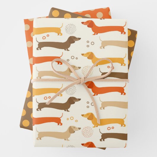 Dackeln und Polka Dots Wrapping Paper Set Geschenkpapier Set (Beispiel)