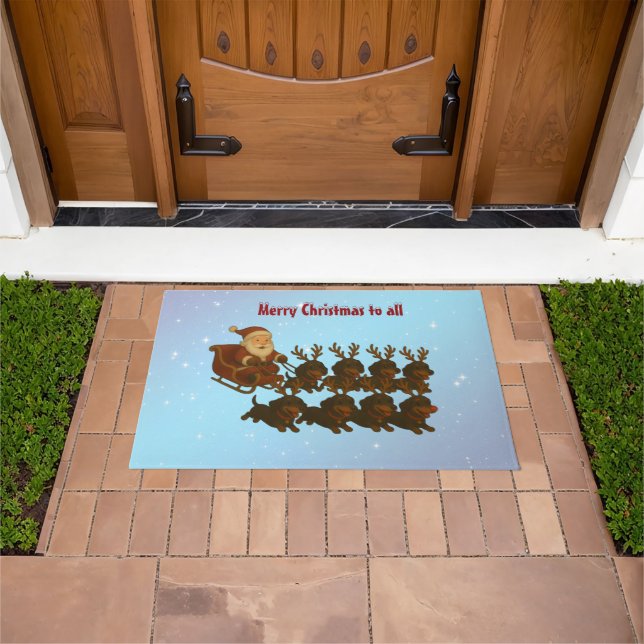 Dackeln und Santa Doormat Fußmatte (Außenbereich)