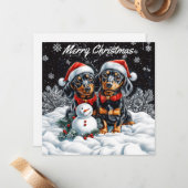 Dackeln und Snowman Pack zu Weihnachten Mitteilungskarte (Vorderseite/Rückseite Beispiel)