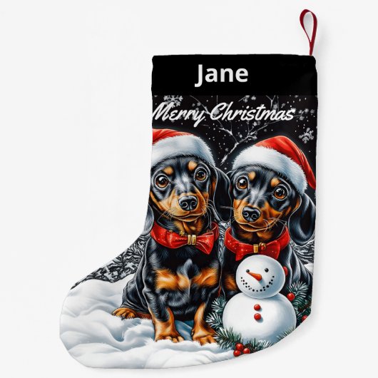 Dackeln und Snowman Weihnachts-Strumpf Kleiner Weihnachtsstrumpf (Rückseite)