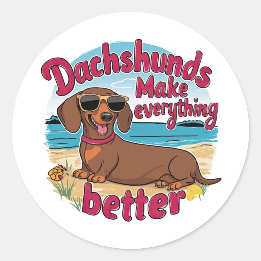 Dackeln verbessern runder aufkleber (Vorderseite)