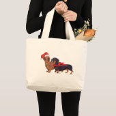 Dackeln Weihnachten Jumbo Stoffbeutel (Vorderseite (Produkt))