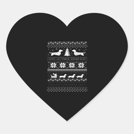 Dackeln Weihnachts Sweater Muster Classic T-Shi Herz-Aufkleber (Vorderseite)