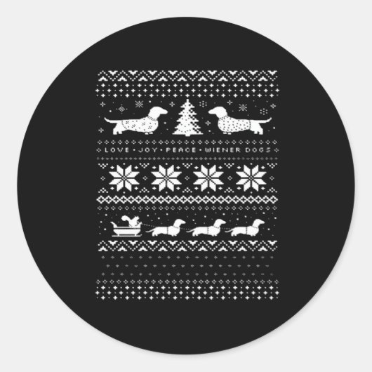 Dackeln Weihnachts Sweater Muster Classic T-Shi Runder Aufkleber (Vorderseite)
