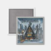 Dackeln Winter Storm, Text hinzufügen Magnet (Vorderseite/Rückseite)