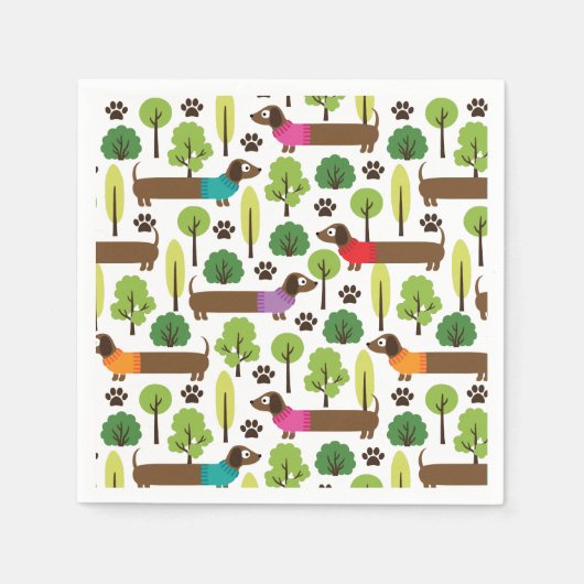 Dackeln zu Fuß im Park Serviette (Vorderseite)