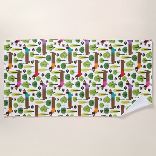 Dackeln zu Fuß im Park Strandtuch (Vorderseite)