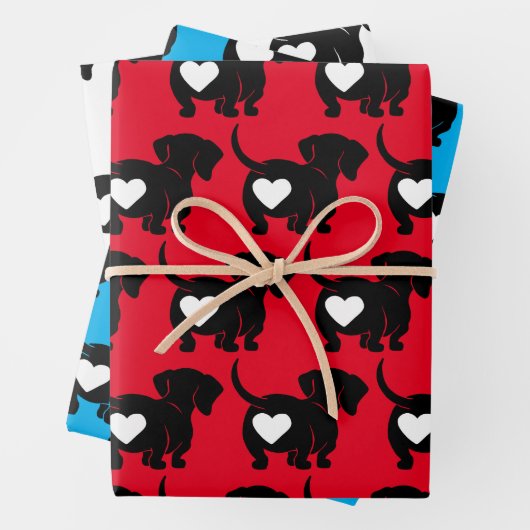 Dackeln zum Wrapping von Blatt-Set Geschenkpapier Set (Beispiel)