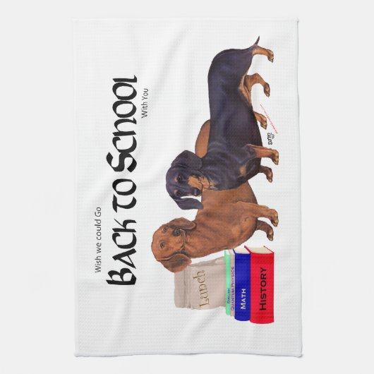 Dackeln zurück zur Schule Küchentuch (Vertikal)