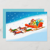 Dackelschlittenfahrt Feiertagskarte (Vorne/Hinten)