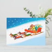 Dackelschlittenfahrt Feiertagskarte (Stehend Vorderseite)