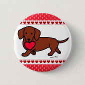 Dackelvalentine-Cartoon Button (Vorderseite)