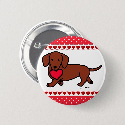 Dackelvalentine-Cartoon Button (Vorne & Hinten)