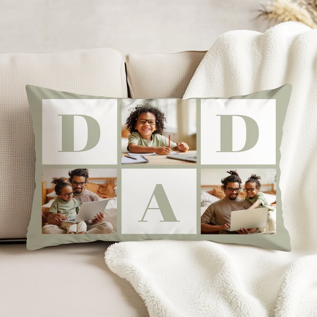 Dad 3 Foto-Collage Sagegrün Dekokissen (Von Creator hochgeladen)