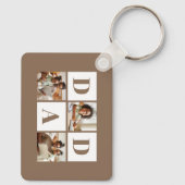 Dad 3 Photo Collage Bold Brown Typography Schlüsselanhänger (Rückseite)