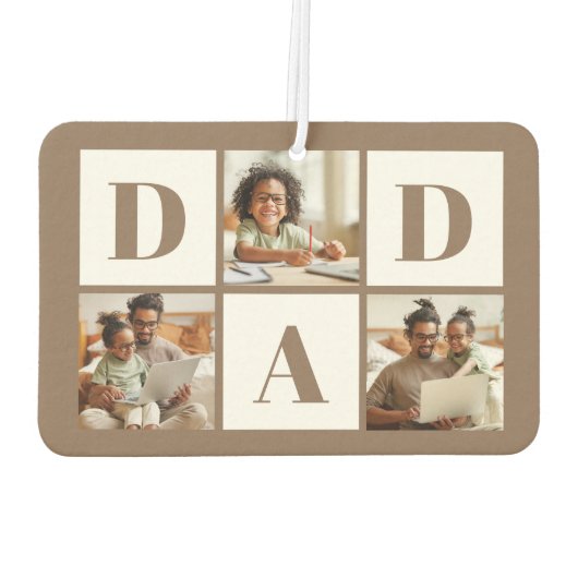Dad 3 Photo Collage Brown Autolufterfrischer (Rückseite)