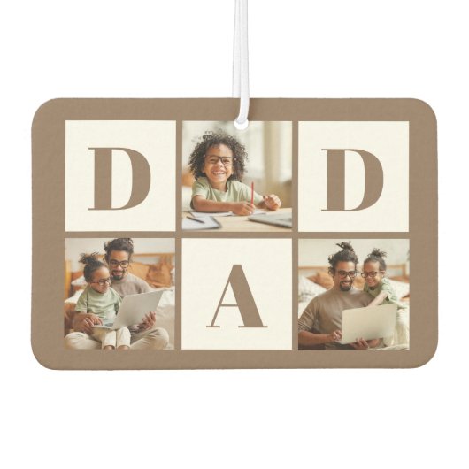 Dad 3 Photo Collage Brown Autolufterfrischer (Vorderseite)