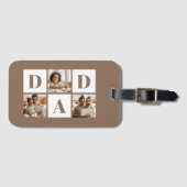 Dad 3 Photo Collage Brown Luggage Tag Gepäckanhänger (Vorderseite (Horizontal))