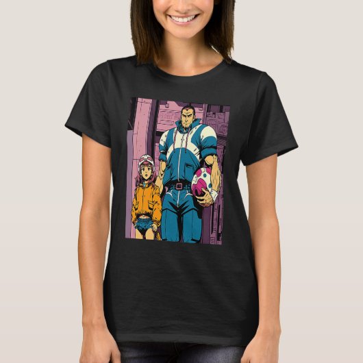 Dad and Daughter Playing Football Pop Style Footba T-Shirt (Vorderseite)