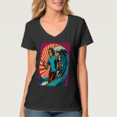 Dad And Daughter Surfing Retro Pop Surfer Dad 3 T-Shirt (Vorderseite)