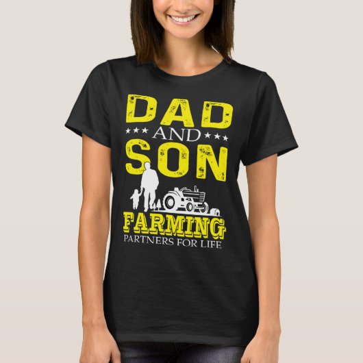 Dad And Son Farming Partners For Life Cool Farmer T-Shirt (Vorderseite)