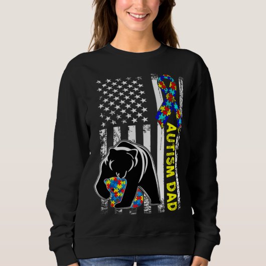 Dad Autism Awareness American Flag Fathers Day for Sweatshirt (Vorderseite)