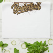 Dad Basketball Vintage Engraving Shirt Design_1 Geschirrtuch (Gefaltet)