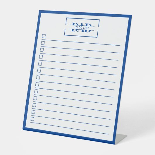 Dad Blue Monogram 10" x 12" To Do List Dry Erase Sockelschild (Vorderseite)