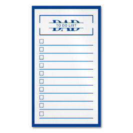 Dad Blue Monogram 2" x 3.5" To Do List Dry Erase Magnetische Visitenkarte