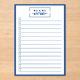 Dad Blue Monogram 5" x 7" To Do List Dry Erase Acryleinladungen